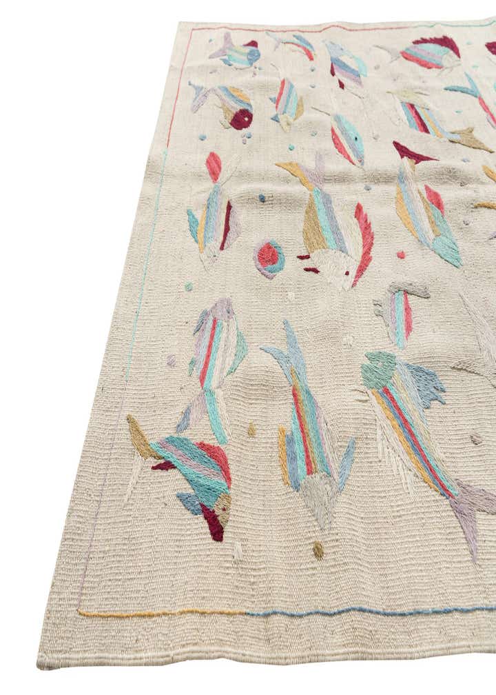 4' 2 x 6' Hand Woven Kilim Suzani Wool Rug