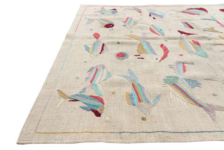 4' 2 x 6' Hand Woven Kilim Suzani Wool Rug