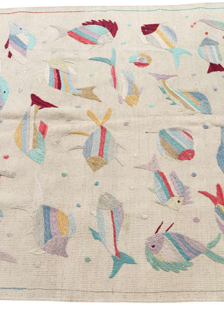 4' 2 x 6' Hand Woven Kilim Suzani Wool Rug