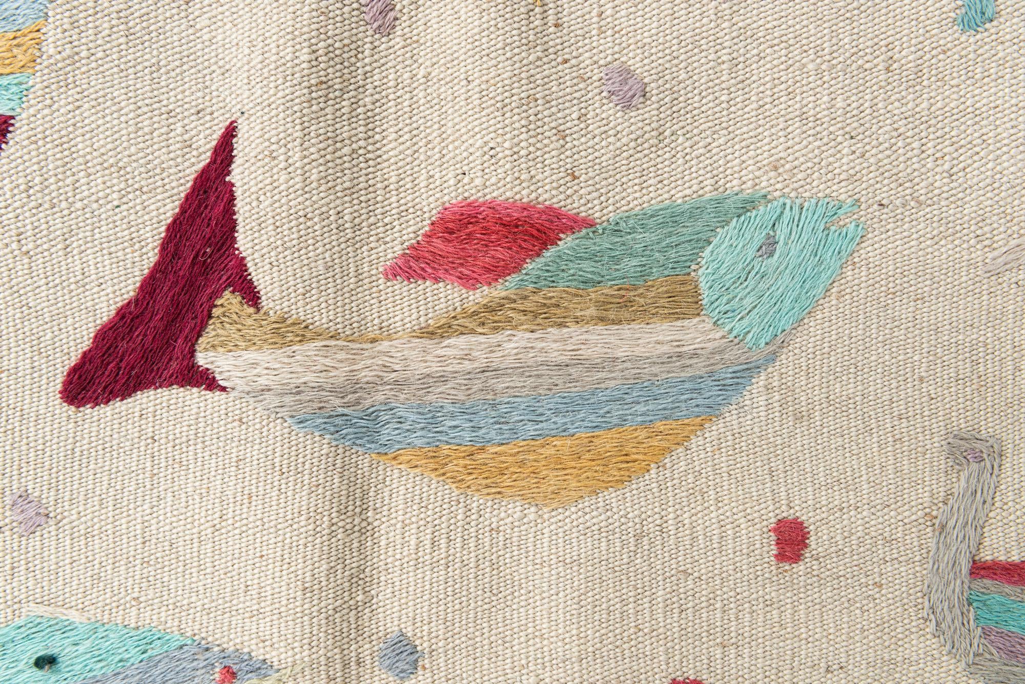 4' 2 x 6' Hand Woven Kilim Suzani Wool Rug