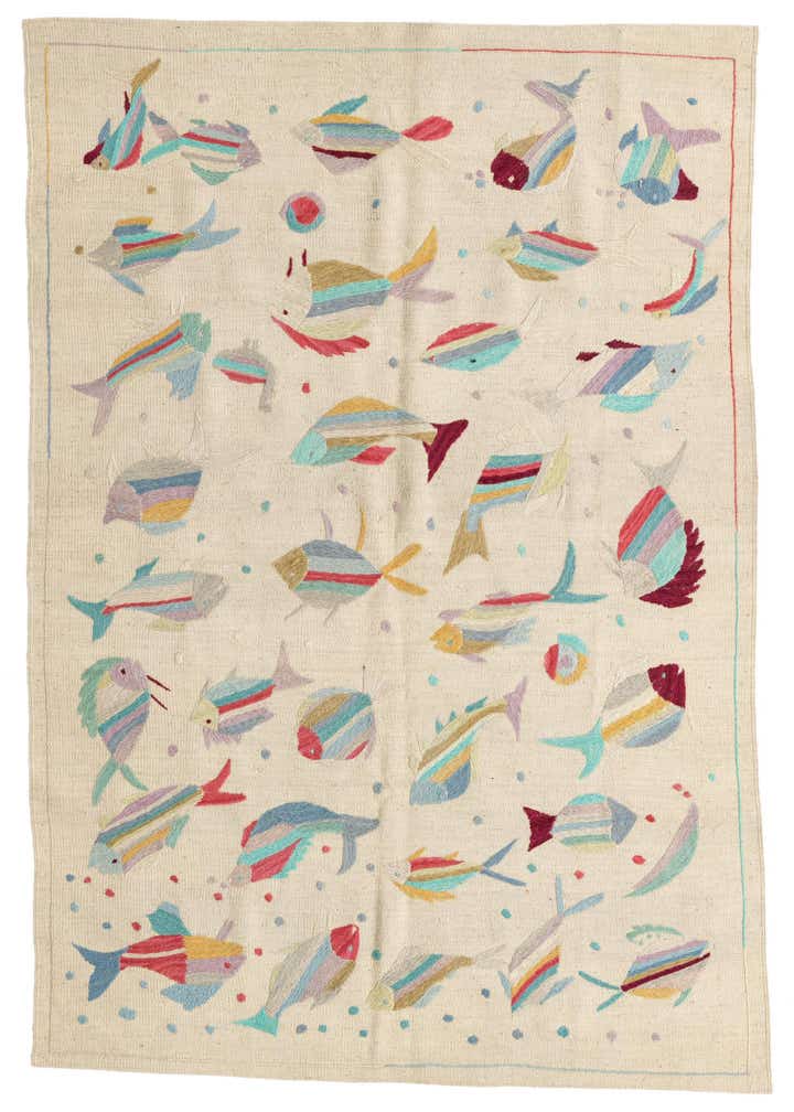 4' 2 x 6' Hand Woven Kilim Suzani Wool Rug