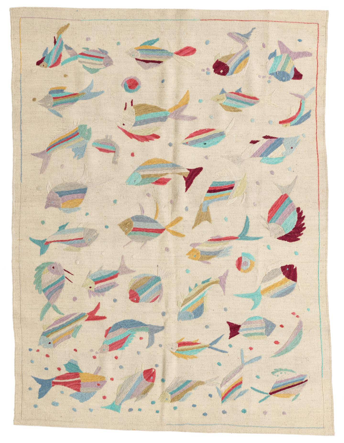 4' 2 x 6' Hand Woven Kilim Suzani Wool Rug
