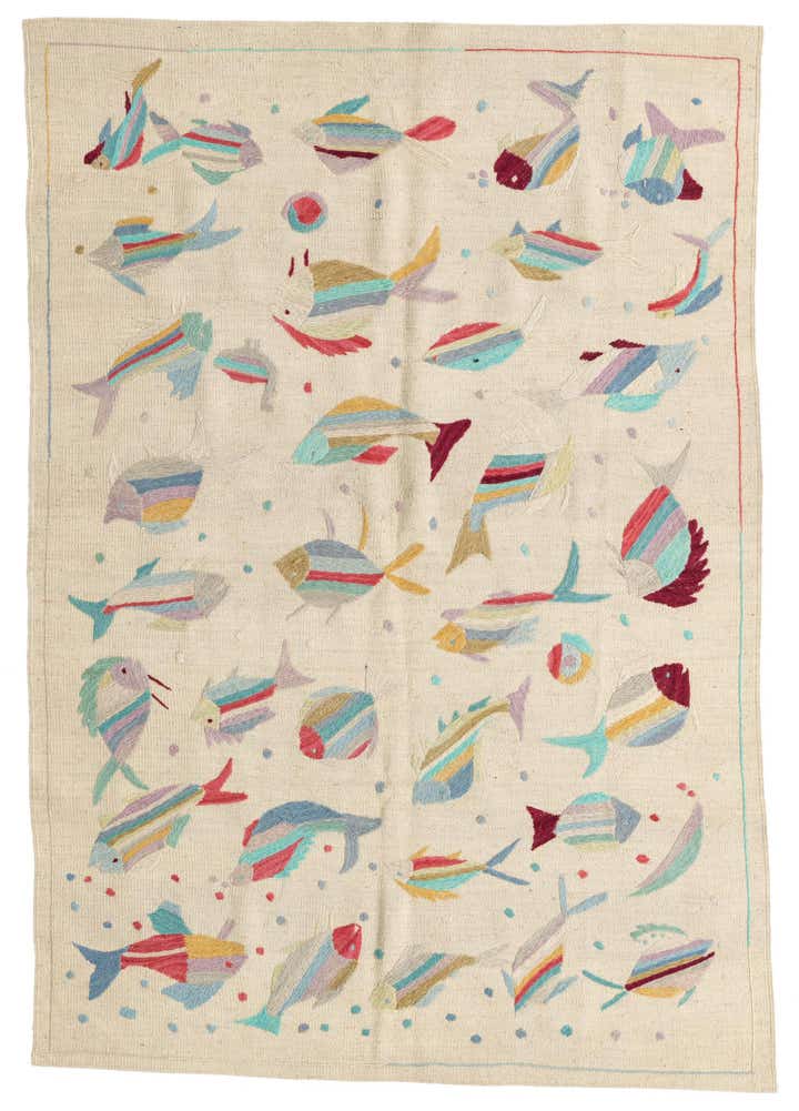 4' 2 x 6' Hand Woven Kilim Suzani Wool Rug