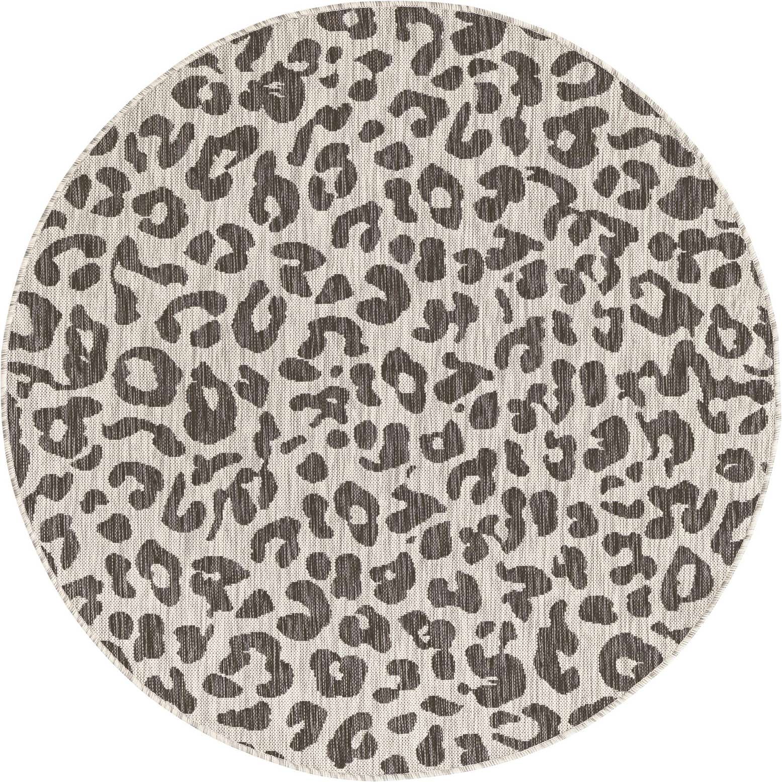 5' 3 x 5' 3 Cardamom · Leopard print Outdoor Rug, gray and cream