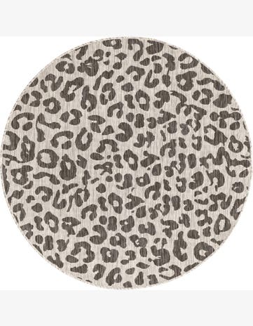 5' 3 x 5' 3 Cardamom · Leopard print Outdoor Rug, gray and cream