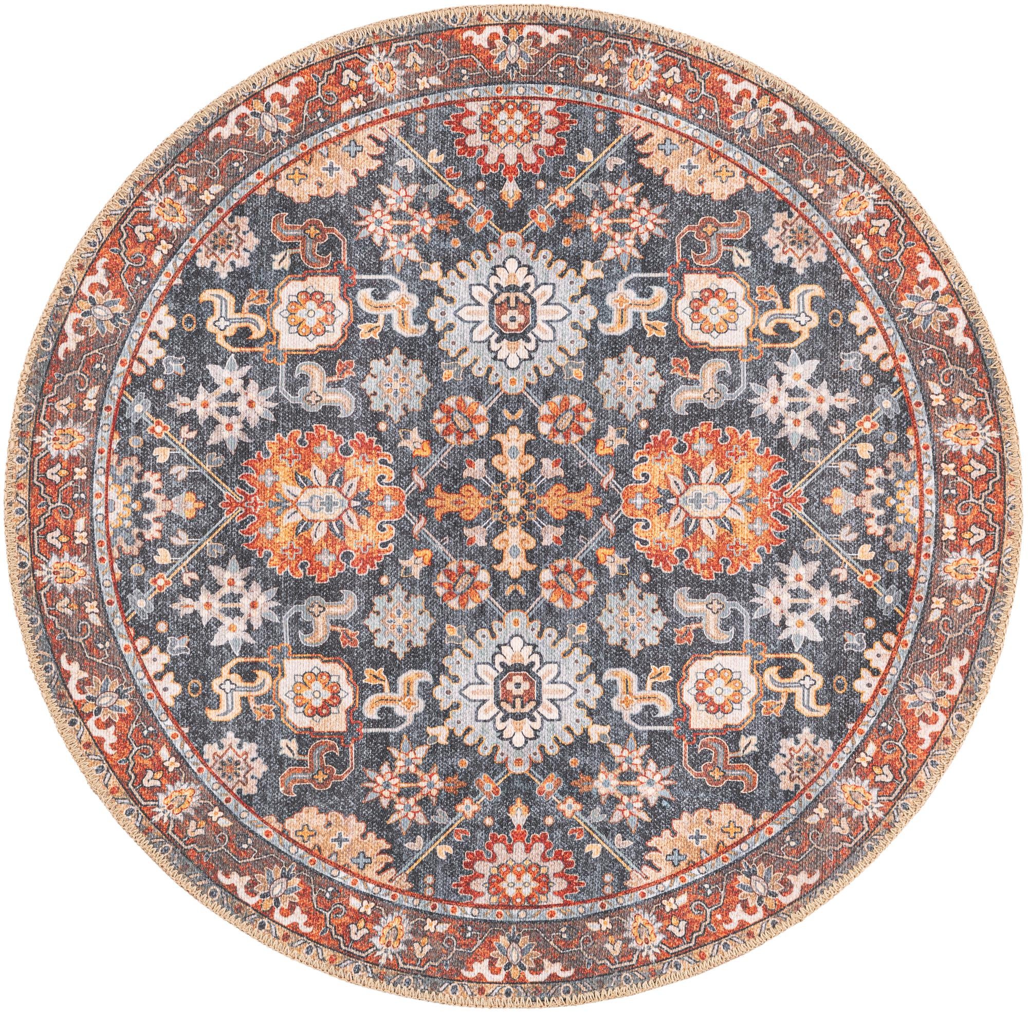 Carden · Border Washable Rug, navy blue