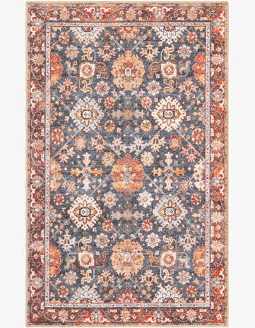 Carden · Border Washable Rug, navy blue