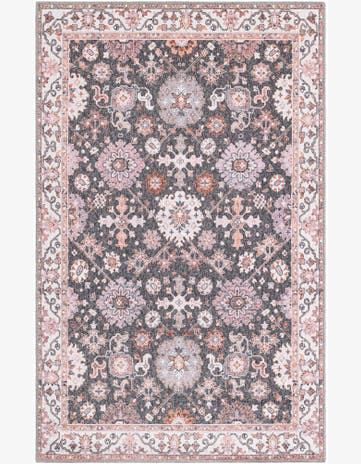 3' 6 x 5' 6 Carden · Persian medallion Washable Rug, gray and terracotta