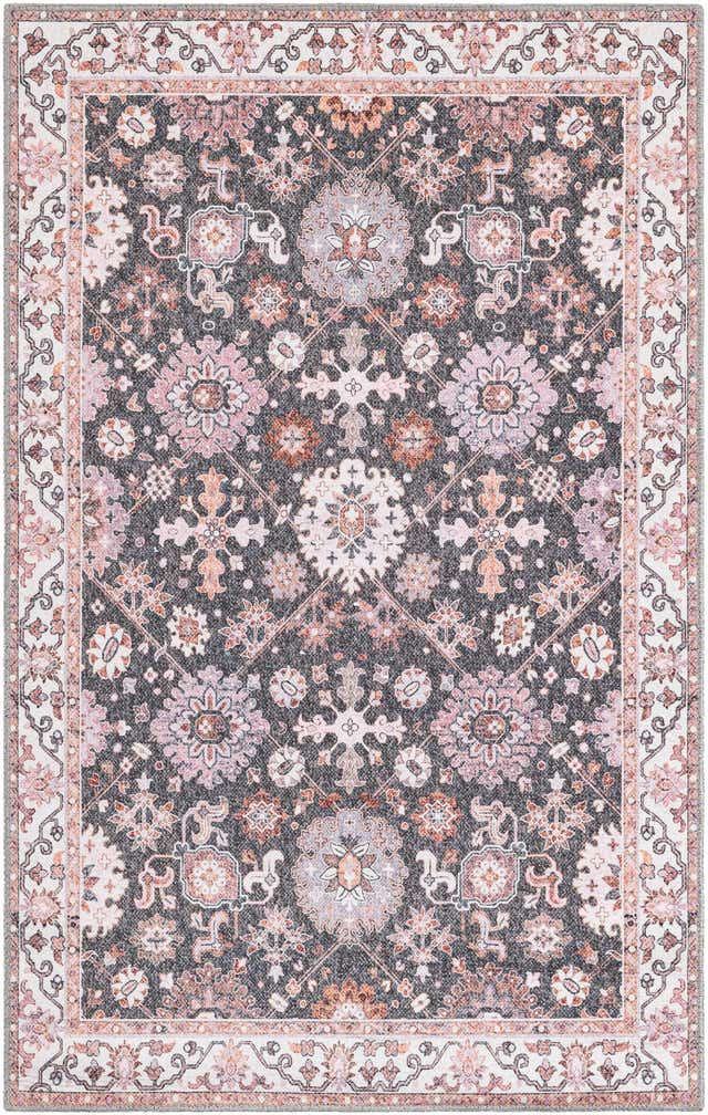 3' 6 x 5' 6 Carden · Persian medallion Washable Rug, gray and terracotta