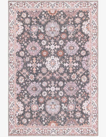 4' 1 x 6' 1 Carden · Persian medallion Washable Rug, gray and terracotta