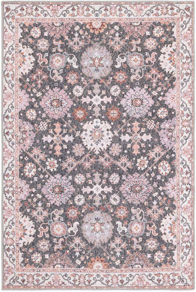 4' 1 x 6' 1 Carden · Persian medallion Washable Rug, gray and terracotta