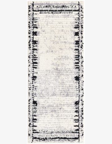 2' x 5' Cardew · Border rug, black and white