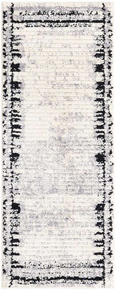 2' x 5' Cardew · Border rug, black and white
