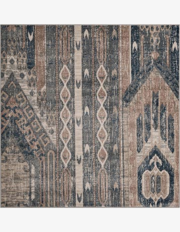 6' x 6' Cardinal · Tribal striped rug, navy and beige