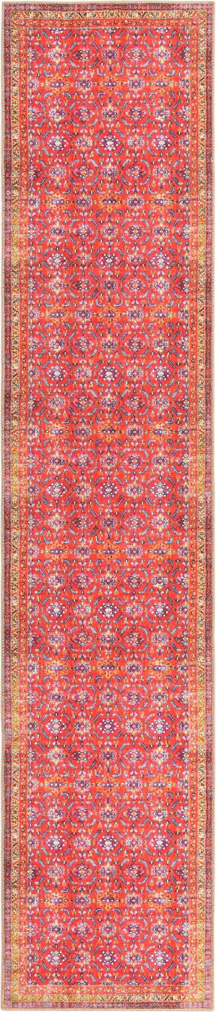 2' 6 x 12' Carew · Border Washable Rug, red