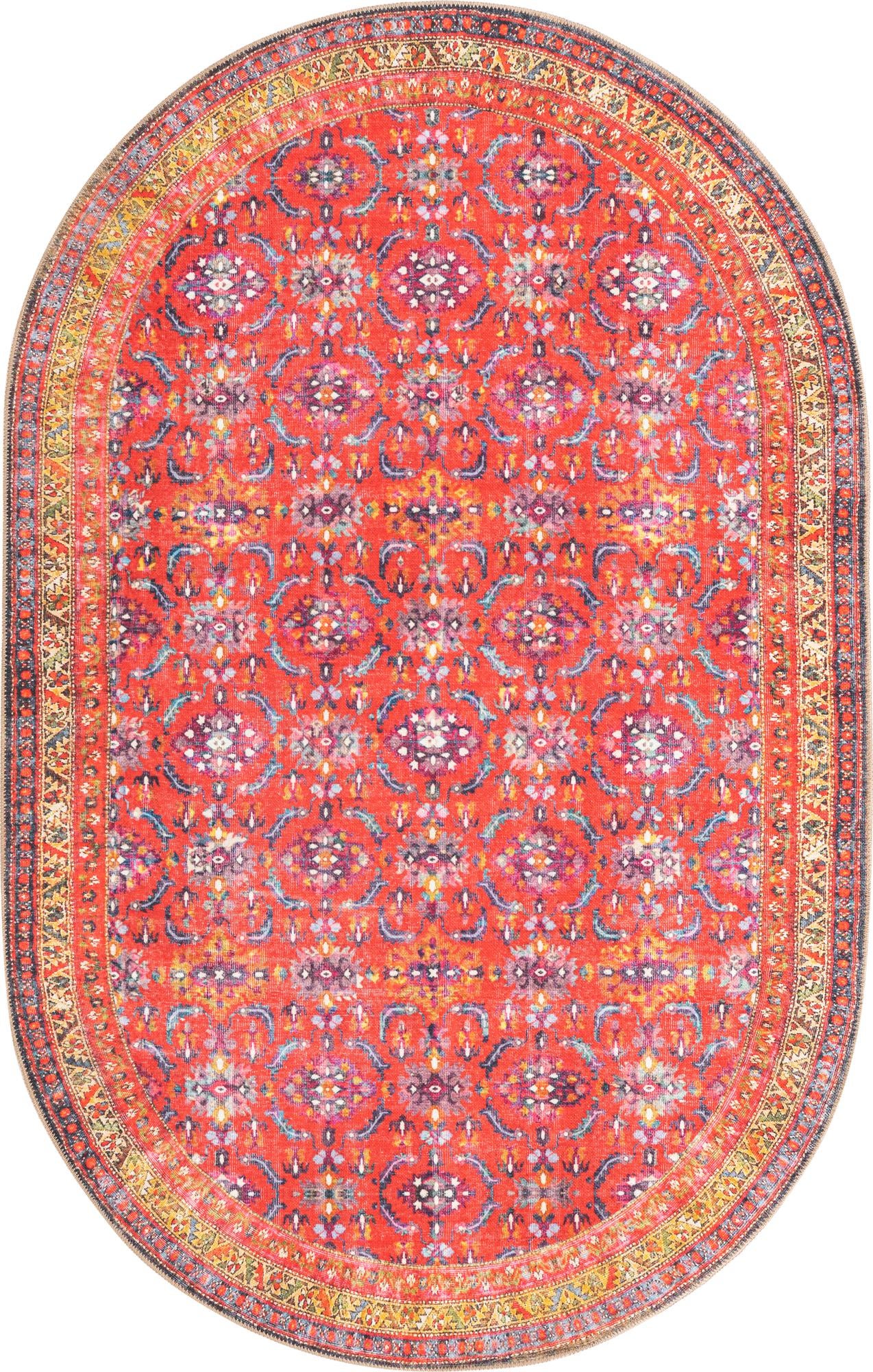 Carew · Border Washable Rug, red