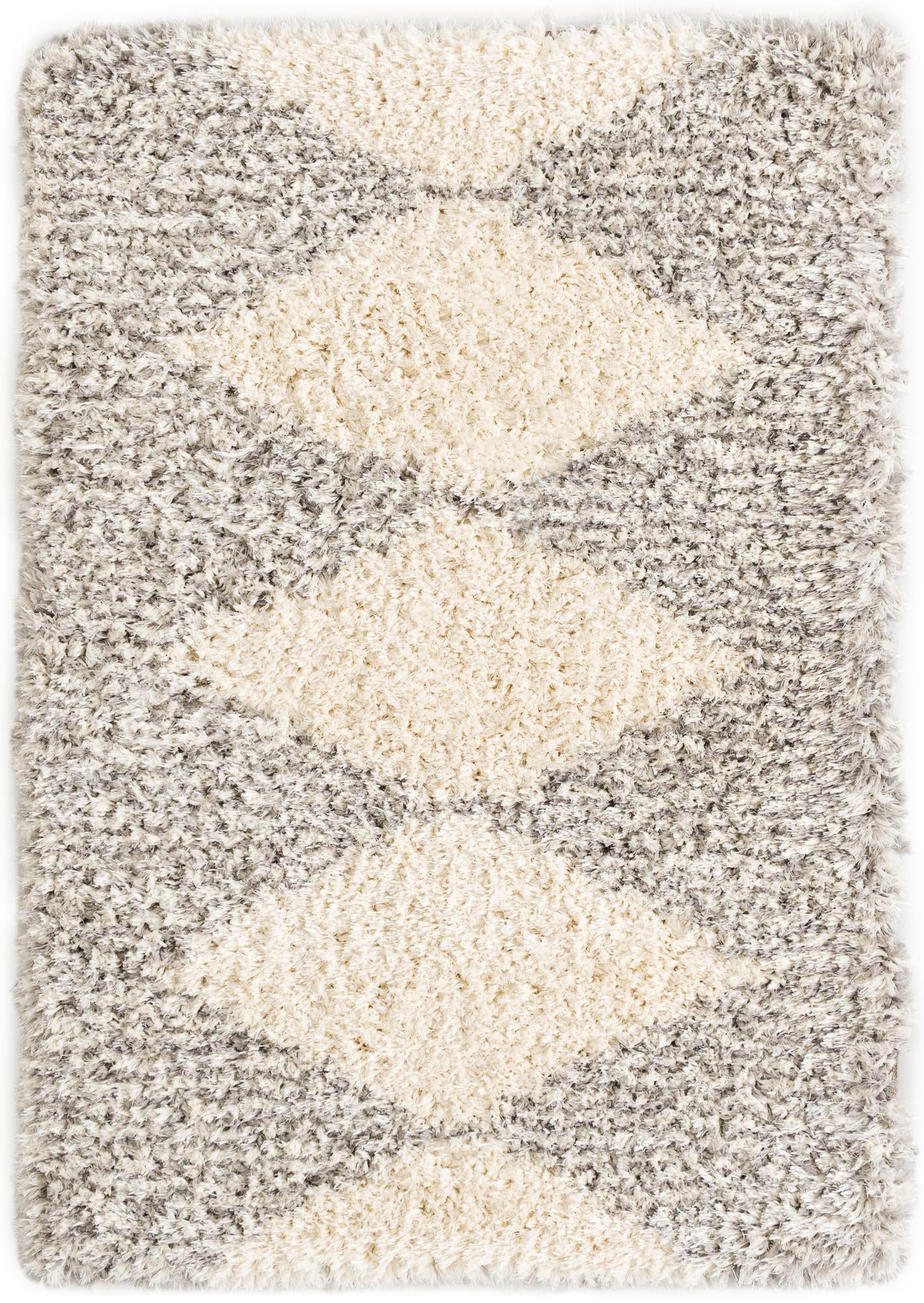 Carlton · Diamond Shag Rug, pearl and gray