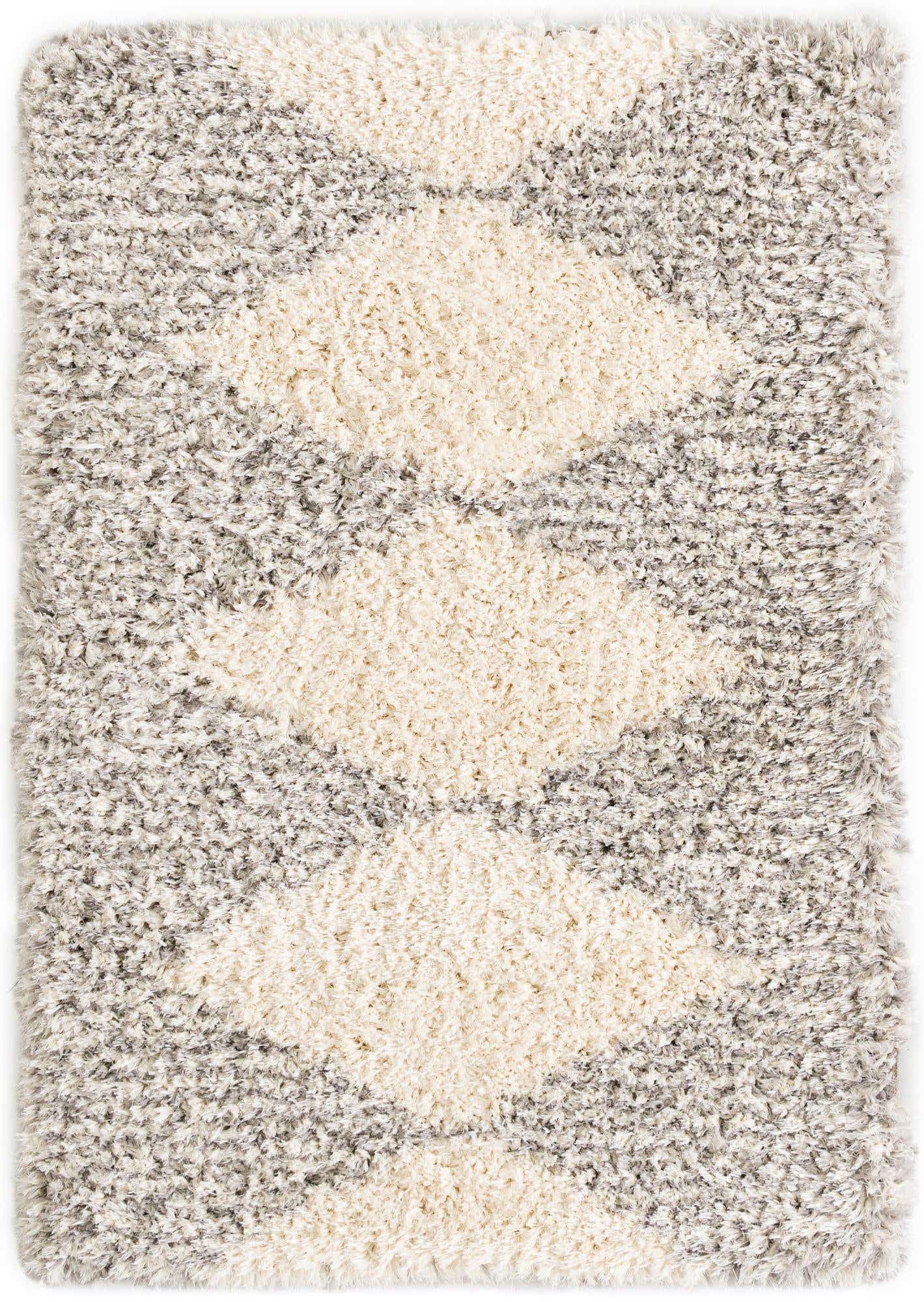 4' x 6' Carlton · Diamond Shag Rug, pearl and gray