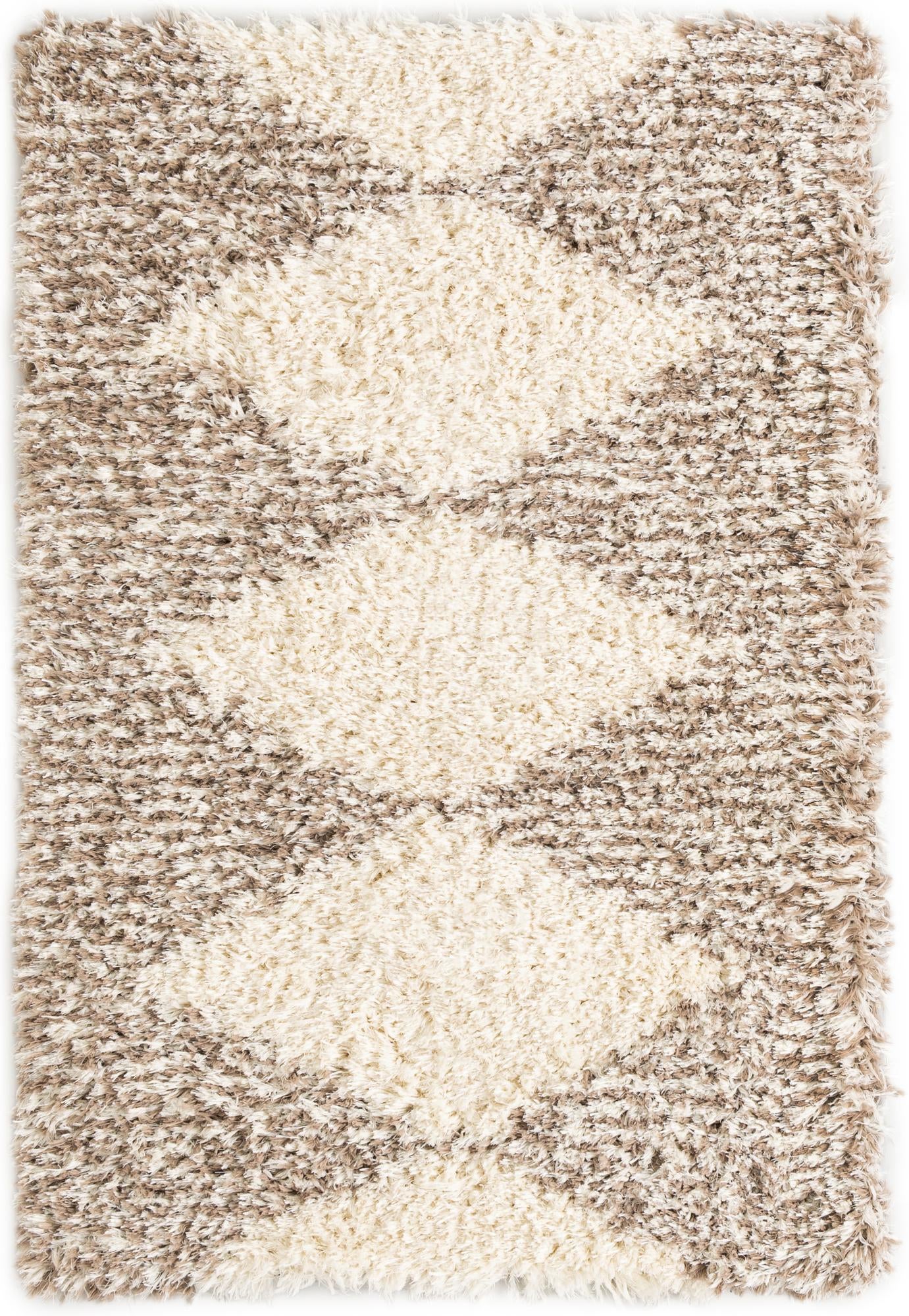 4' x 6' Carlton · Geometric shag rug, pearl and khaki