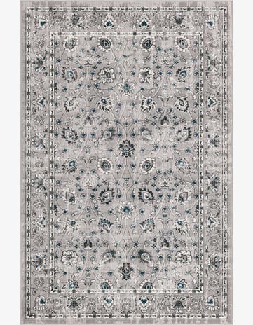 5' 3 x 8' Carson · Floral rug, gray and blue