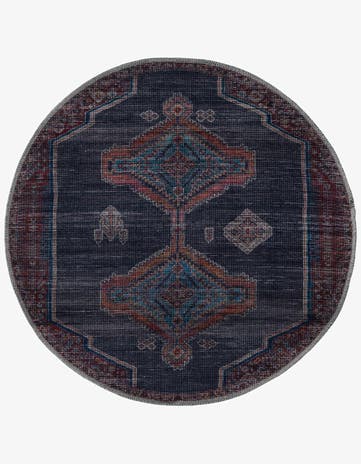 Charcoal and Gray Washable Sisu Round Rug