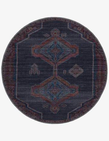 Charcoal and Gray Washable Sisu Round Rug