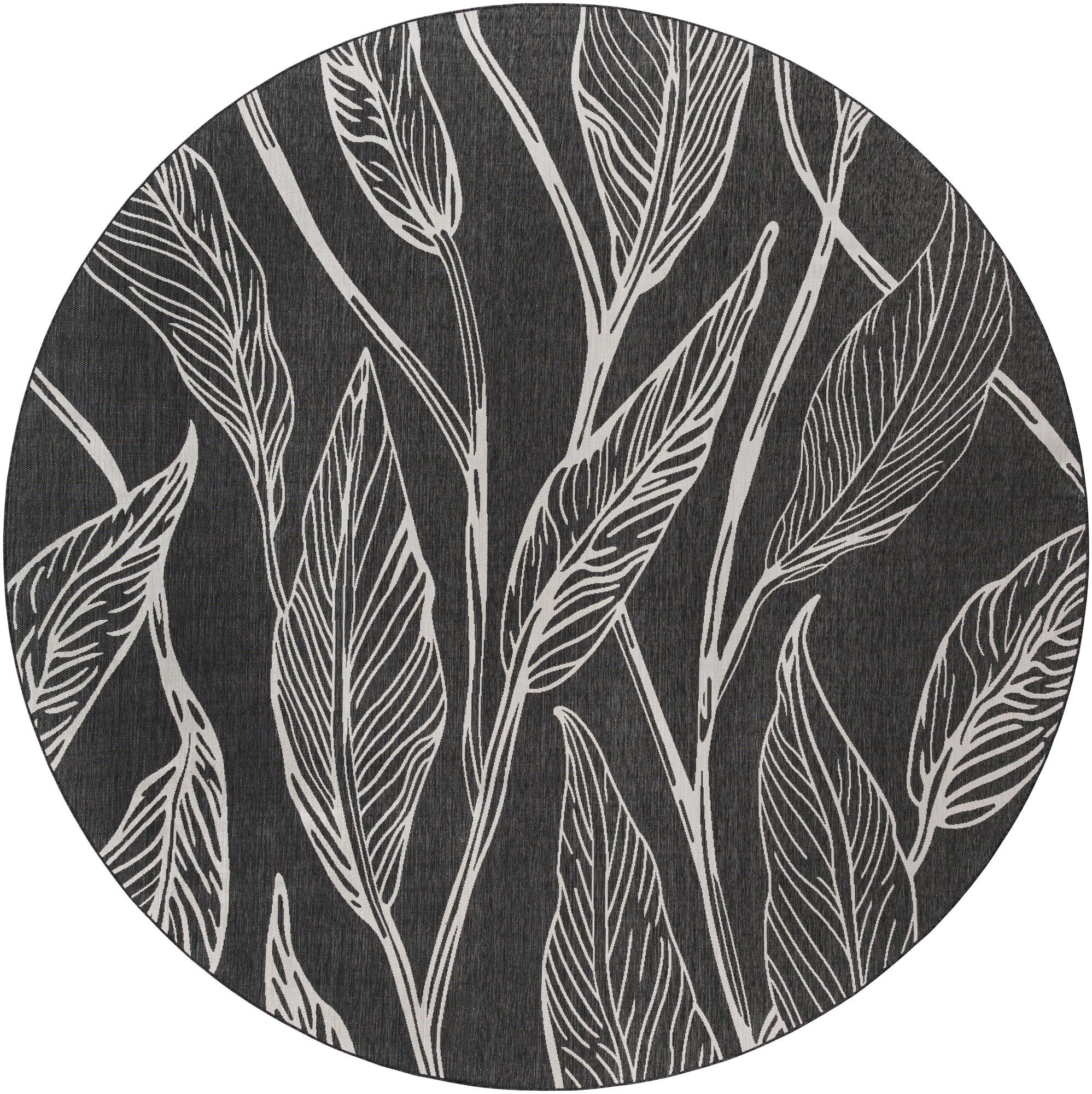 13' x 13' Easy-Clean Botanical Indoor / Outdoor Round Rug