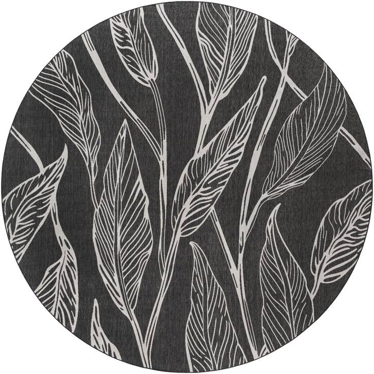 Detail image of 13' x 13' Easy-Clean Botanical Indoor / Outdoor Round Rug