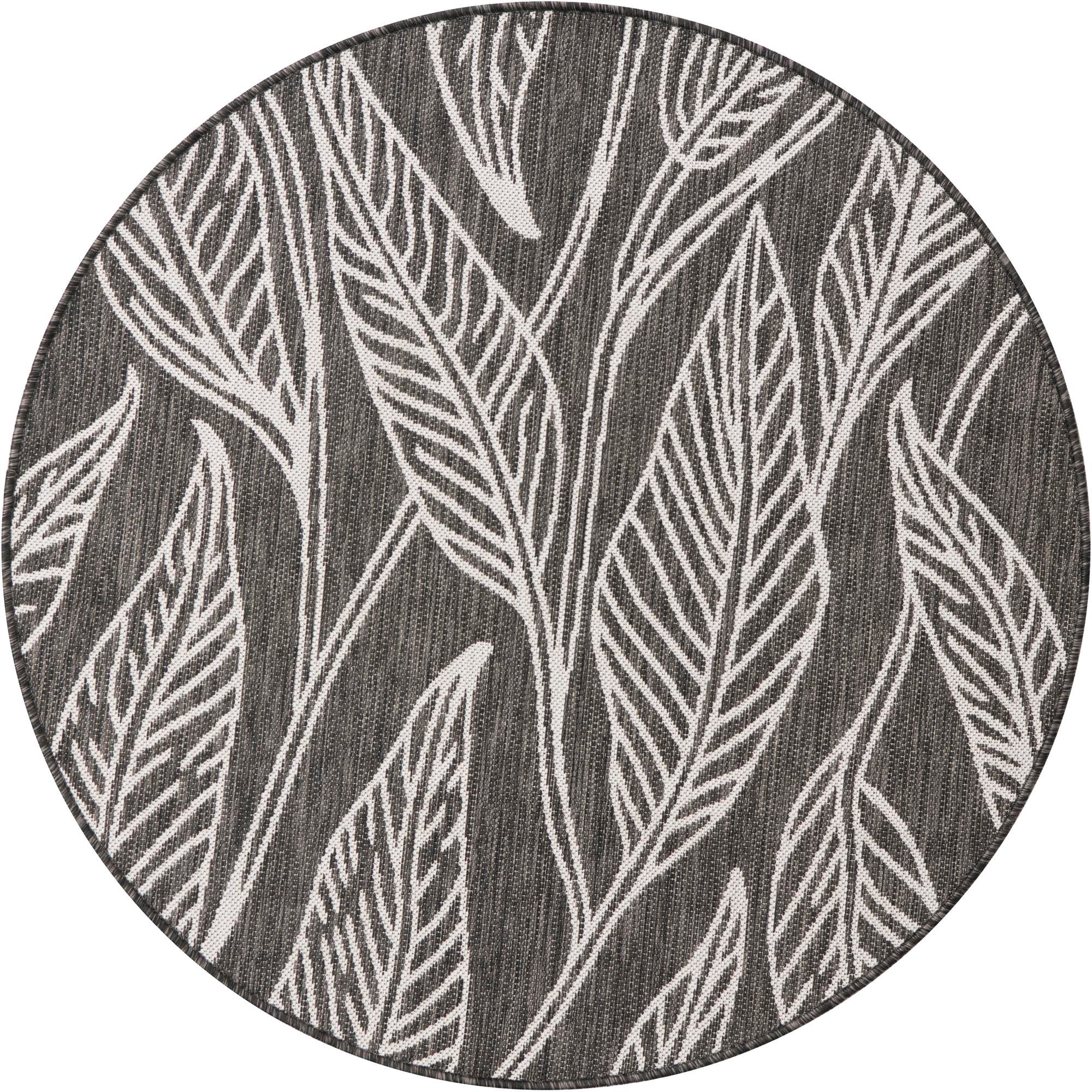 4' x 4' Easy-Clean Botanical Indoor / Outdoor Round Rug