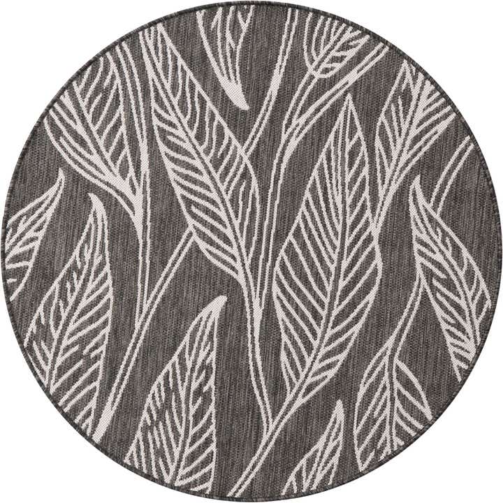 4' x 4' Easy-Clean Botanical Indoor / Outdoor Round Rug