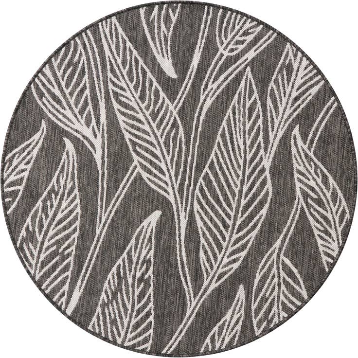 Detail image of 4' x 4' Easy-Clean Botanical Indoor / Outdoor Round Rug
