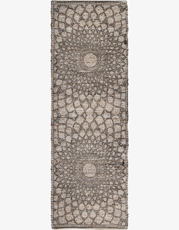 Charcoal and Ivory Hand Woven Chenille Jute Runner Rug