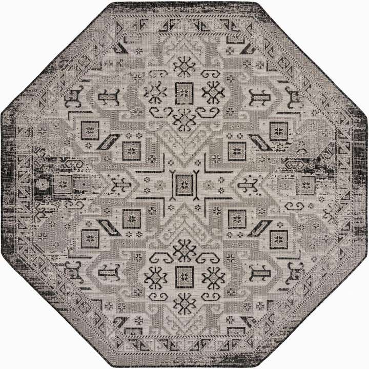 7' 10 x 7' 10 Easy-Clean Aztec Indoor / Outdoor Octagon Rug