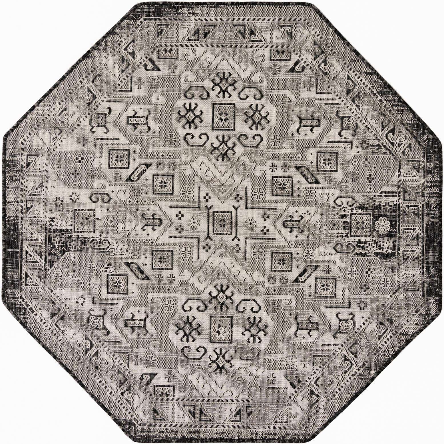 5' 3 x 5' 3 Easy-Clean Aztec Indoor / Outdoor Octagon Rug