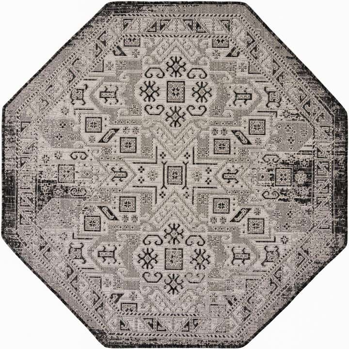 5' 3 x 5' 3 Easy-Clean Aztec Indoor / Outdoor Octagon Rug
