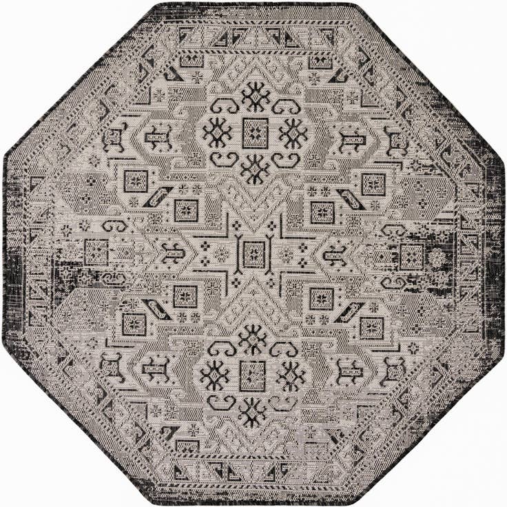 Detail image of 5' 3 x 5' 3 Easy-Clean Aztec Indoor / Outdoor Octagon Rug
