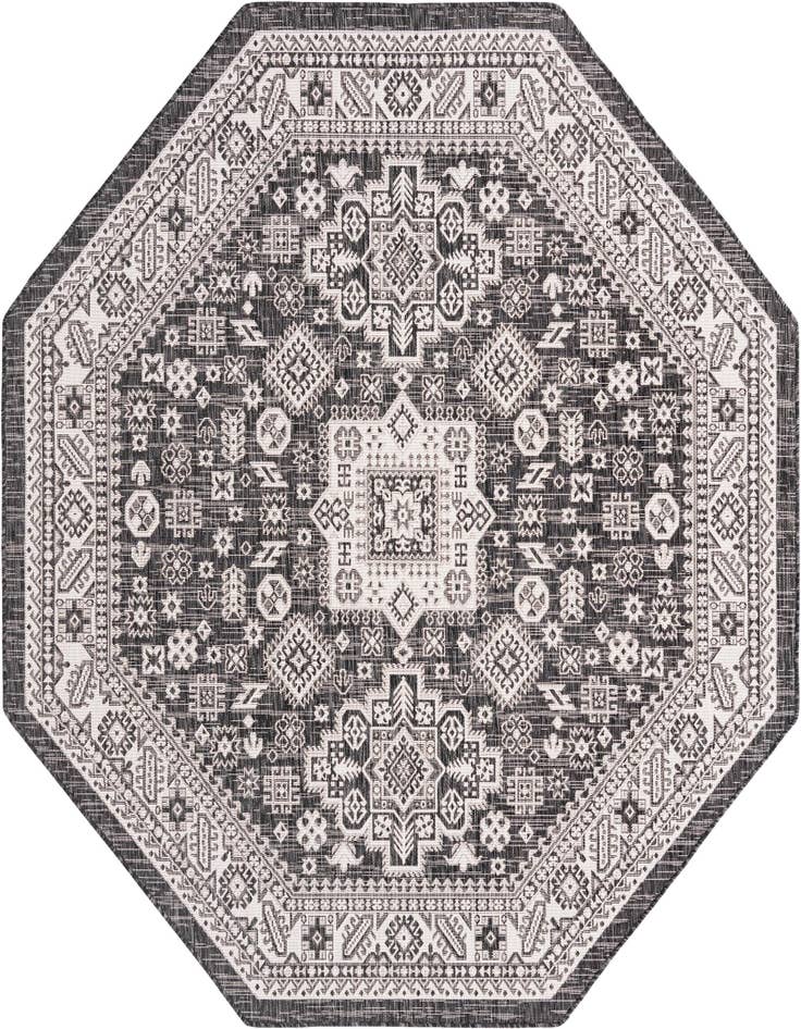 Detail image of 7' 10 x 7' 10 Easy-Clean Aztec Indoor / Outdoor Octagon Rug