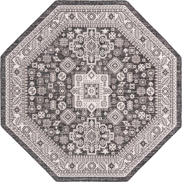 7' 10 x 7' 10 Easy-Clean Aztec Indoor / Outdoor Octagon Rug