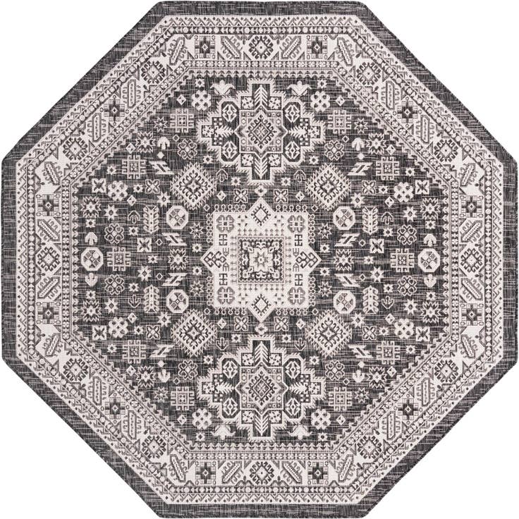 Detail image of 7' 10 x 7' 10 Easy-Clean Aztec Indoor / Outdoor Octagon Rug