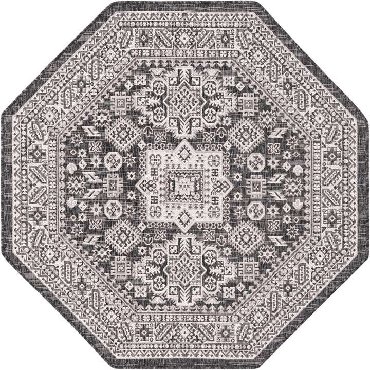 5' 3 x 5' 3 Easy-Clean Aztec Indoor / Outdoor Octagon Rug