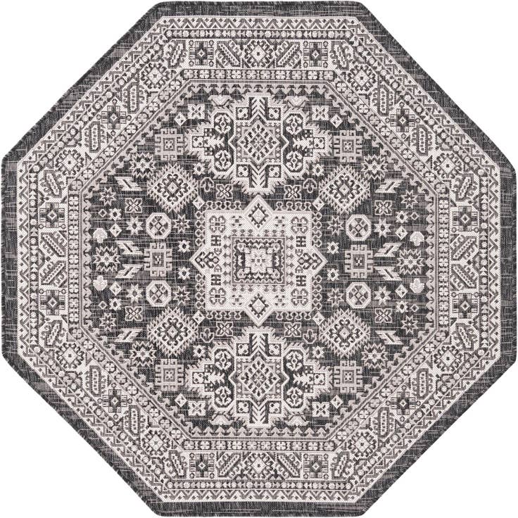 Detail image of 5' 3 x 5' 3 Easy-Clean Aztec Indoor / Outdoor Octagon Rug