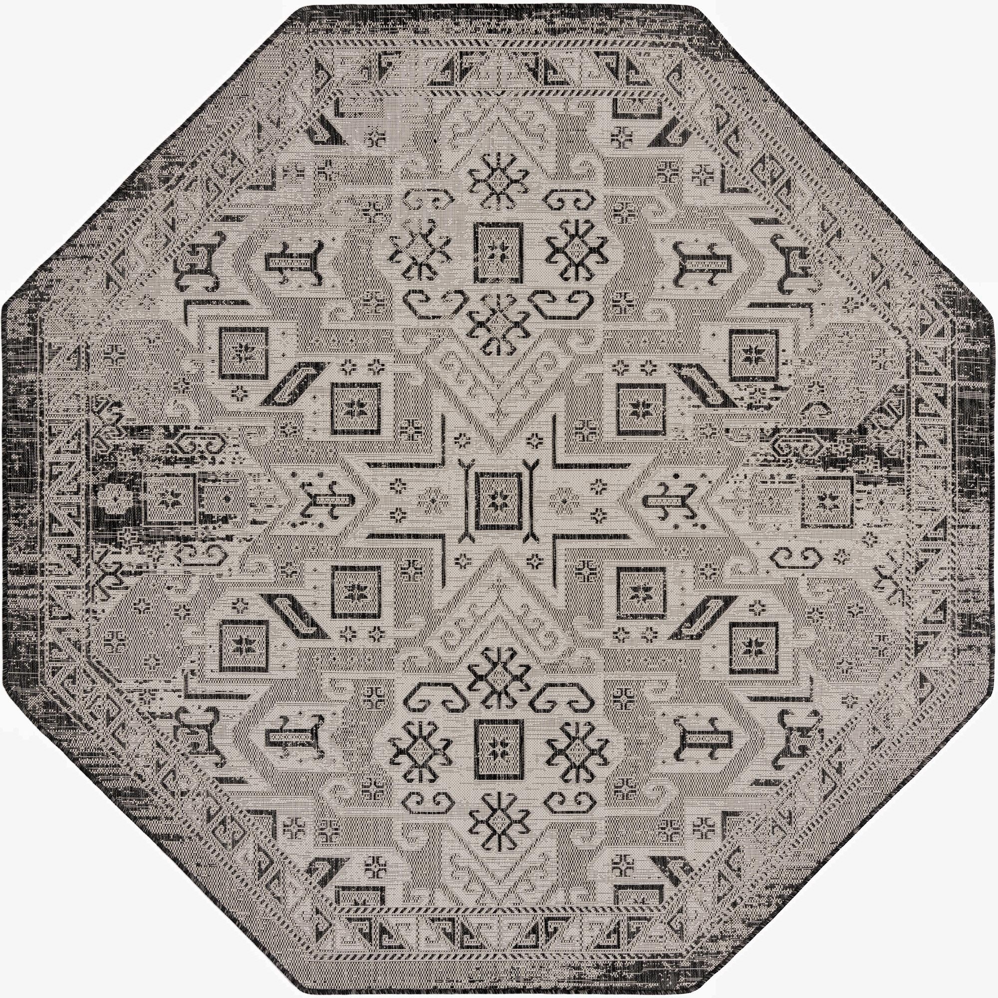7' 10 x 7' 10  Washable Aztec Indoor / Outdoor Octagon Rug