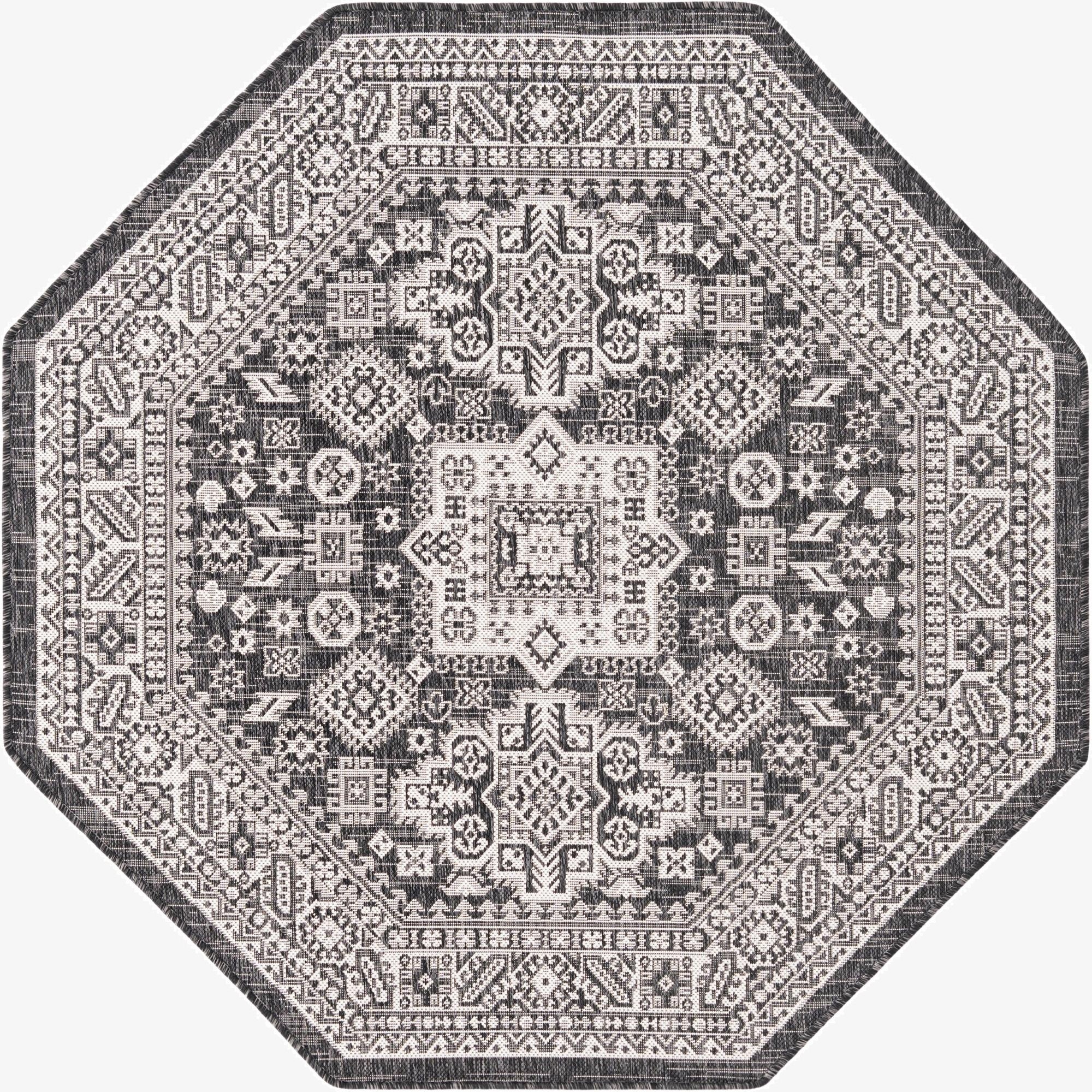 5' 3 x 5' 3  Washable Aztec Indoor / Outdoor Octagon Rug