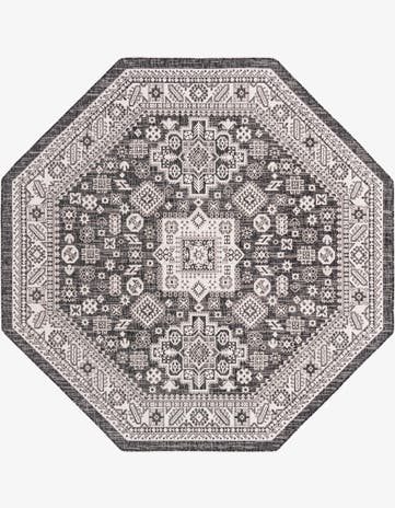 7' 10 x 7' 10 Easy-Clean Aztec Indoor / Outdoor Octagon Rug