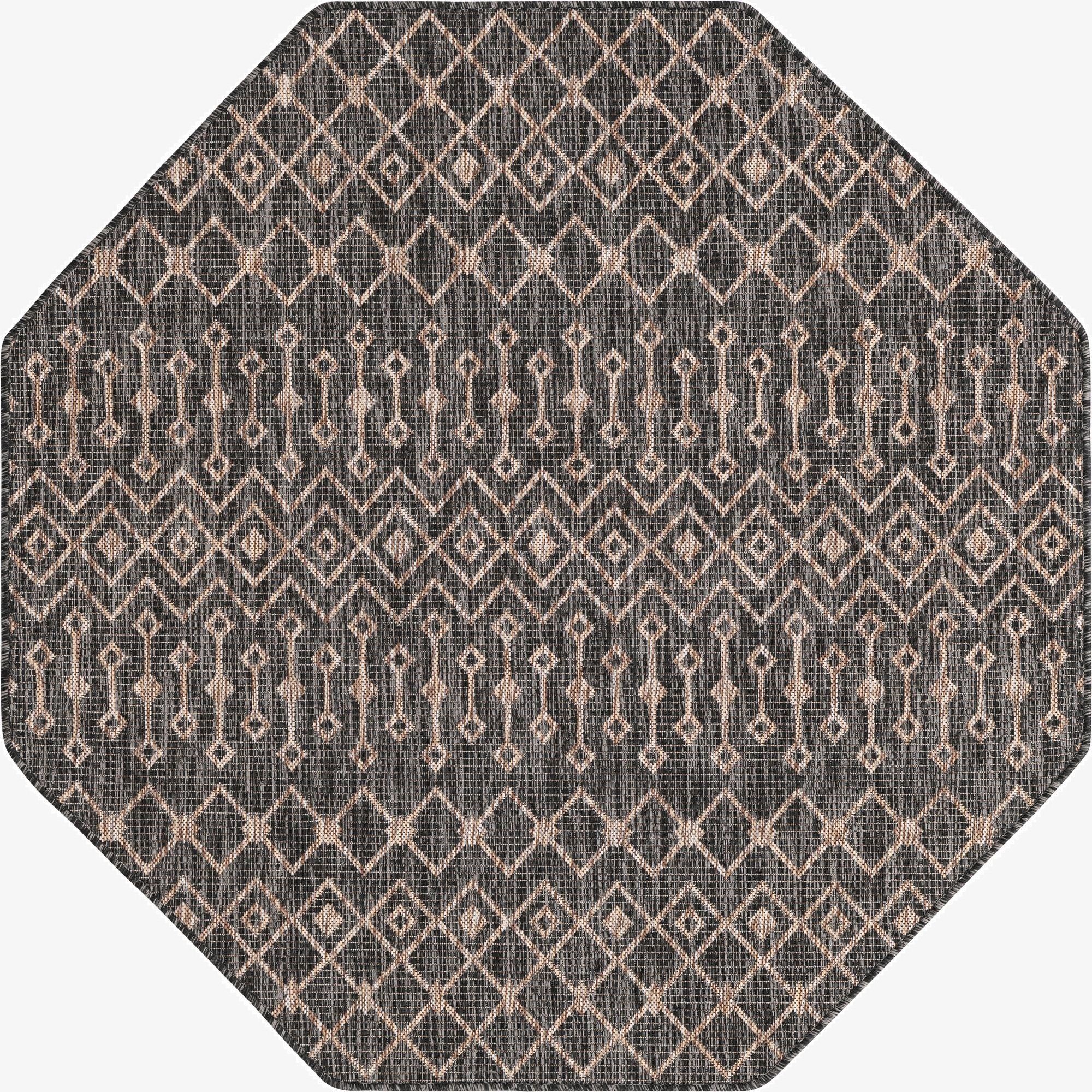 5' 3 x 5' 3  Washable Trellis Indoor / Outdoor Octagon Rug