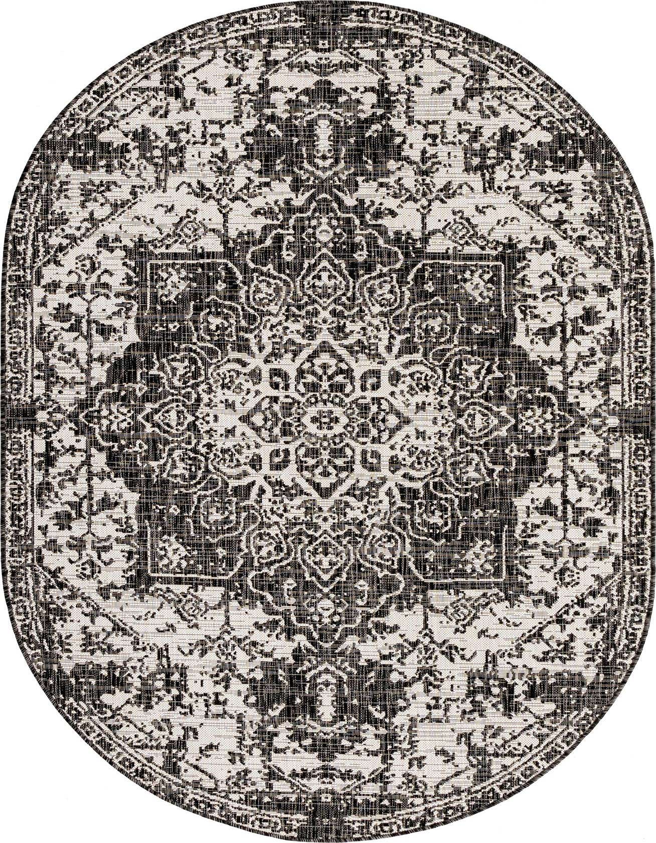 5' 3 x 8' Easy-Clean Jill Zarin Dubai Indoor / Outdoor Oval Rug