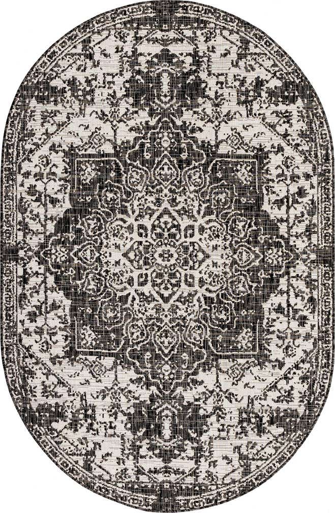 5' 3 x 8' Easy-Clean Jill Zarin Dubai Indoor / Outdoor Oval Rug