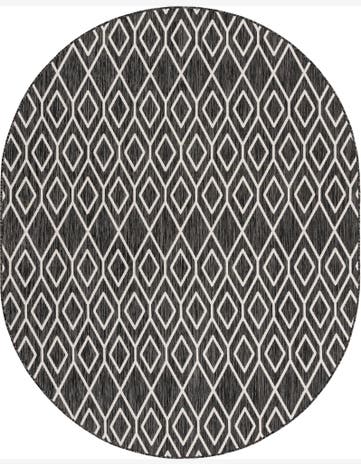Charcoal Gray Easy-Clean Jill Zarin Turks and Caicos Indoor / Outdoor Oval Rug