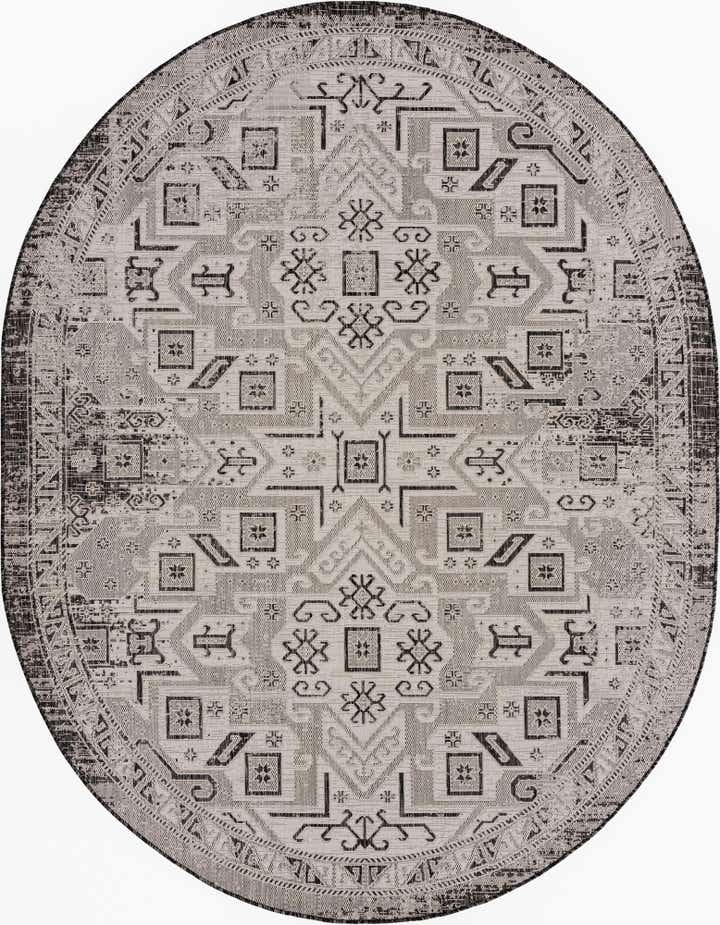 7' 10 x 10' Easy-Clean Aztec Indoor / Outdoor Oval Rug
