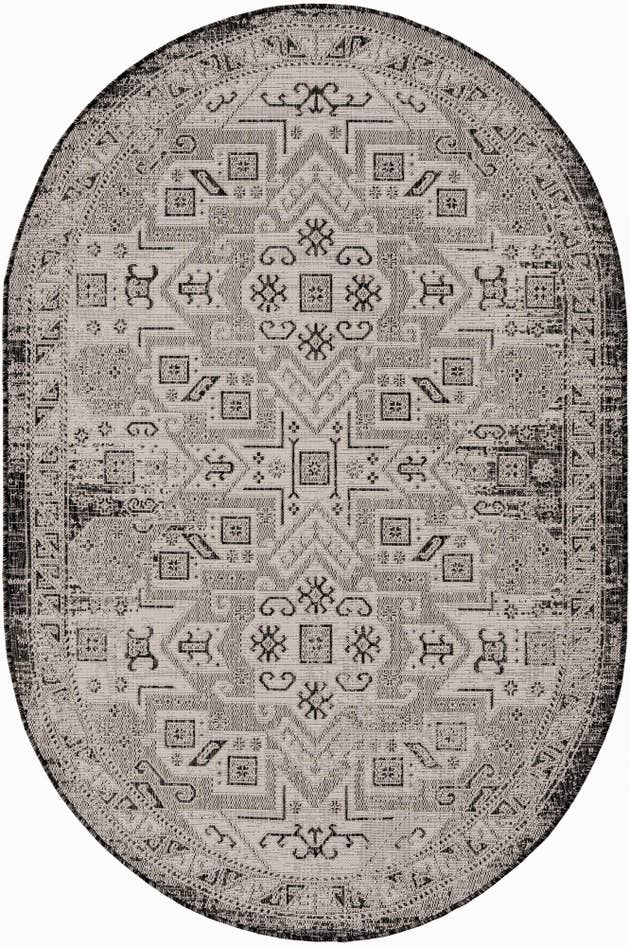 Detail image of 5' 3 x 8' Easy-Clean Aztec Indoor / Outdoor Oval Rug